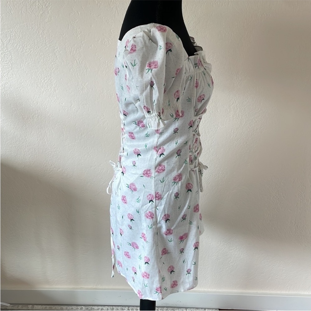 Floral White Dress with Pink Flowers - Picture 5 of 8